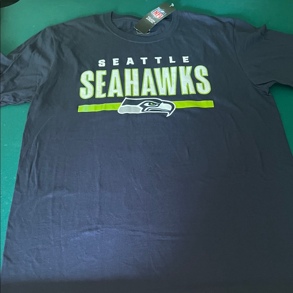 Fanatics Navy and Lime Seattle Seahawks Graphic Tee